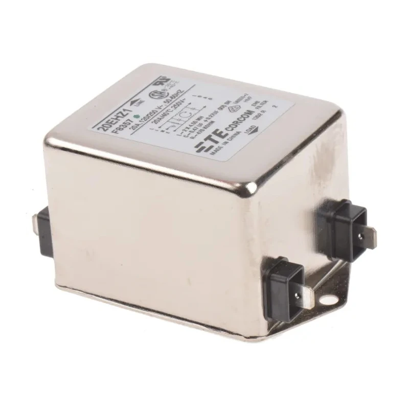 TE Connectivity Corcom HZ Flange EMI Filter 20A 250V AC 50Hz 60Hz Fast-On Termination 3-1609037-2