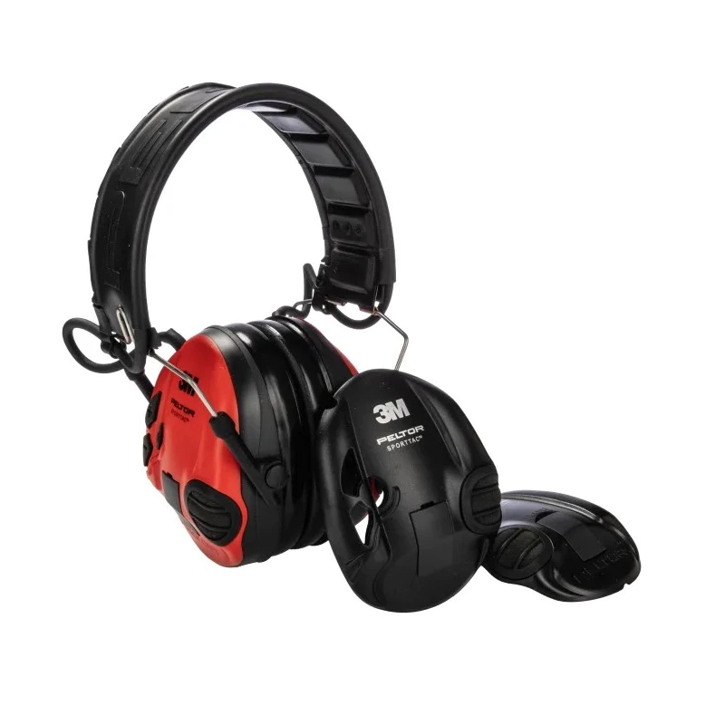 3M PELTOR SportTac Listen & Speak Electronic Ear Defenders with Headband, 26 dB SNR, Foldable, Red MT16H210F-478-RD