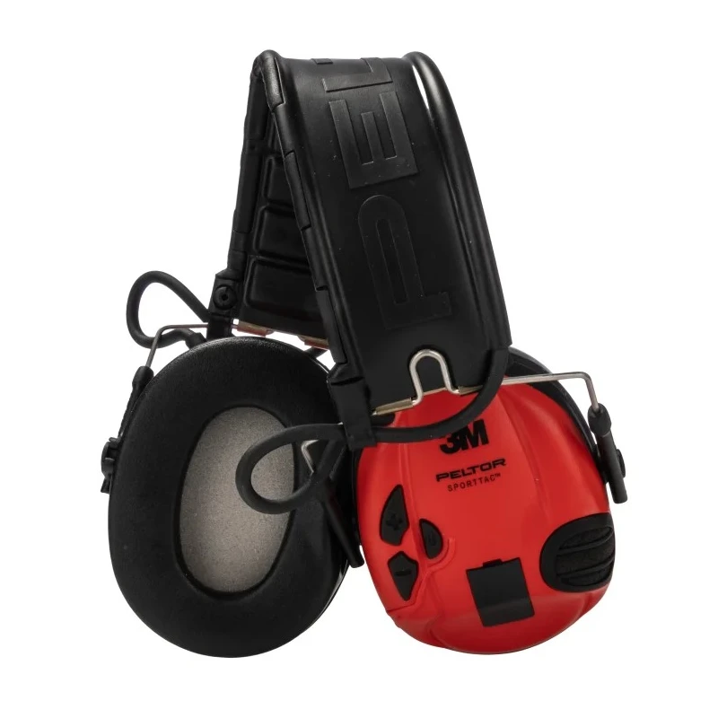3M PELTOR SportTac Listen & Speak Electronic Ear Defenders with Headband, 26 dB SNR, Foldable, Red MT16H210F-478-RD