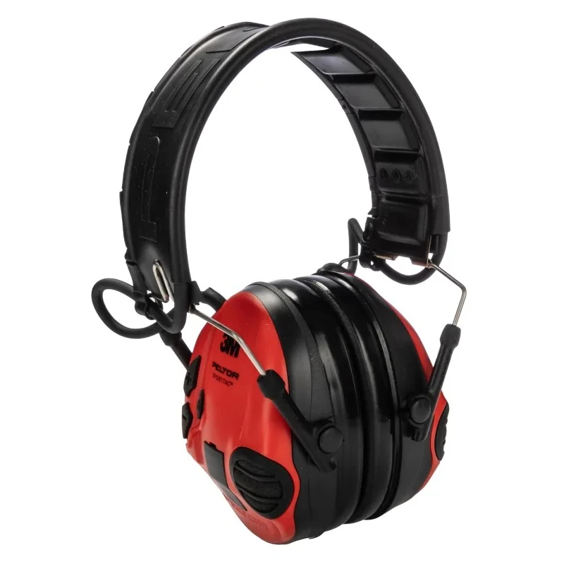 3M PELTOR SportTac Listen & Speak Electronic Ear Defenders with Headband, 26 dB SNR, Foldable, Red MT16H210F-478-RD