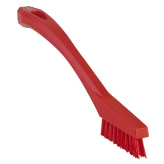 Vikan Red Scrubbing Brush with 15 mm Polyester Bristle Length, 205 mm Length, 20 mm Width, 40 mm Height 44014