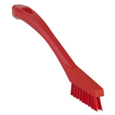 Vikan Red Scrubbing Brush with 15 mm Polyester Bristle Length, 205 mm Length, 20 mm Width, 40 mm Height 44014