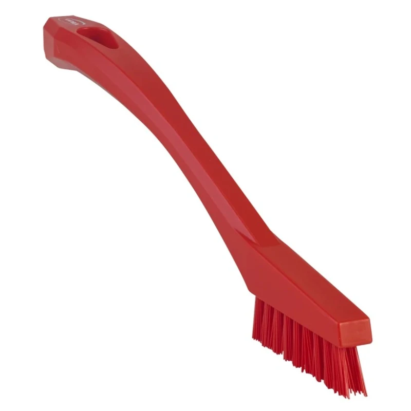 Vikan Red Scrubbing Brush with 15 mm Polyester Bristle Length, 205 mm Length, 20 mm Width, 40 mm Height 44014