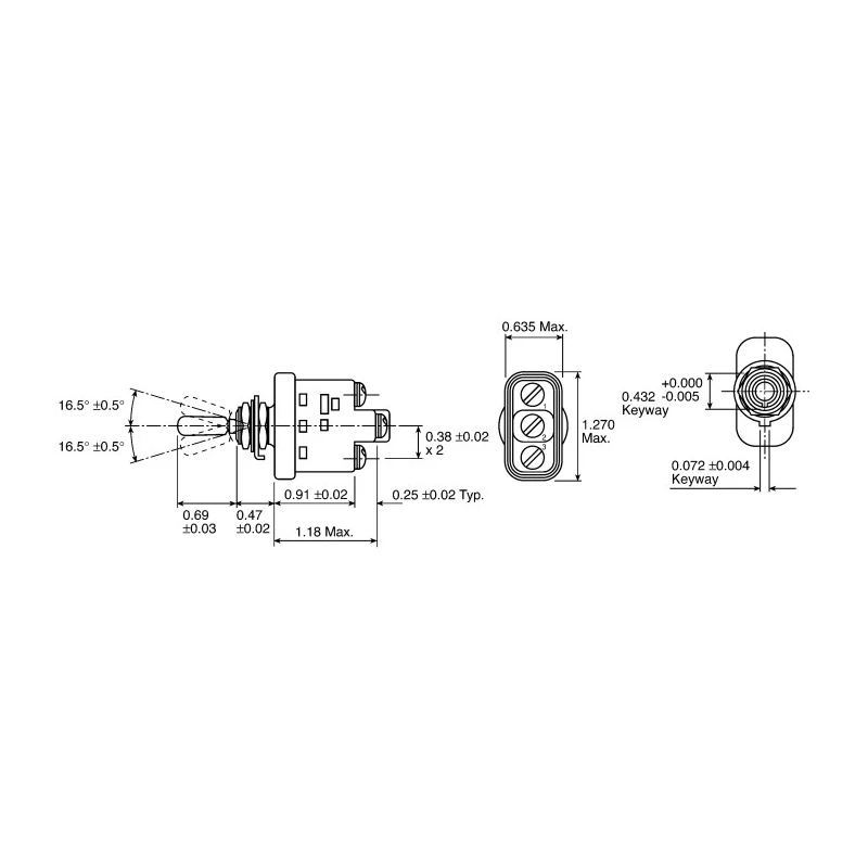 Otto Toggle Switch Panel Mount On-On SPST Screw Terminal 15A 28V DC 115V AC T9-CS1-26