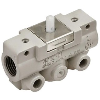 SMC Roller Lever Pneumatic Manual Control Valve , VM100 Series, NPT Rc G 1/8, 3 Ports, 2 Positions, Zinc Die VM131-F01-01SA