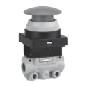 SMC Push Button (Mushroom) Mechanical Valve Series, NPT, Rc R 1/8, 3/2 Way, Green Control Button, Zinc Die Cast Alloy VM100