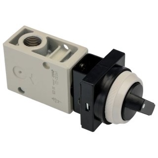 SMC Pneumatic Manual Control Valve Twist Selector 2 Position, 3 Port, Zinc Die Cast Alloy Body, NPT Rc R 1/4 VM230-02-34BA