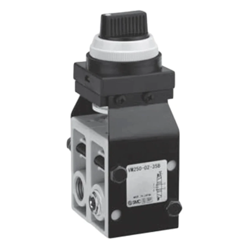 SMC Twist Selector Pneumatic Manual Control Valve VM200 Series G 1/4 Rc, NPT Thread, 3 Position, 5 Ports VM250-F02-35BA