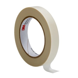 3M Scotch 69 Cloth Tape White, 19mm Width x 33m Length, 0.18mm Thickness, Silicone Adhesive, Glass Cloth Backing T6919