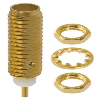 Cinch SMA Series Coaxial Connector Panel Mount Female SMA 50 Ω Straight Body Solder 142-0701-411