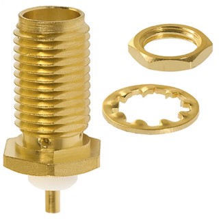 Cinch SMA Series Coaxial Connector Panel Mount Female SMA, 50 Ω, Straight Body Solder 142-0701-401