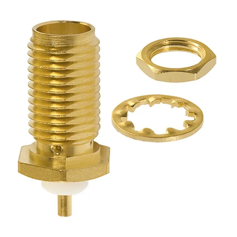 Cinch SMA Series Coaxial Connector Panel Mount Female SMA, 50 Ω, Straight Body Solder 142-0701-401