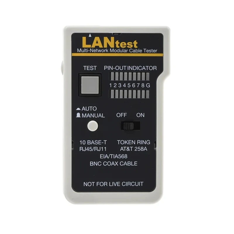 Cinch Network Cable Tester with BNC, RJ45, RJ11 Connectors Model 24-517