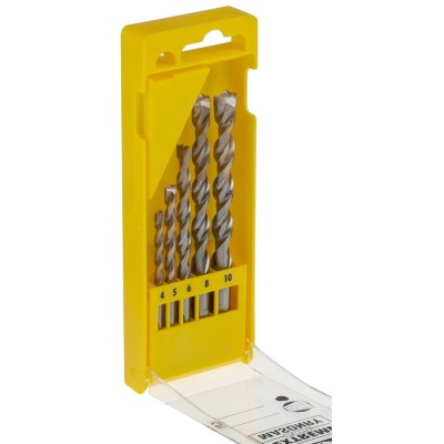 DeWALT 5-Piece Twist Masonry Drill Bit Set with Tungsten Carbide Tipped Bits, Sizes 4 mm to 10 mm DT6956-QZ