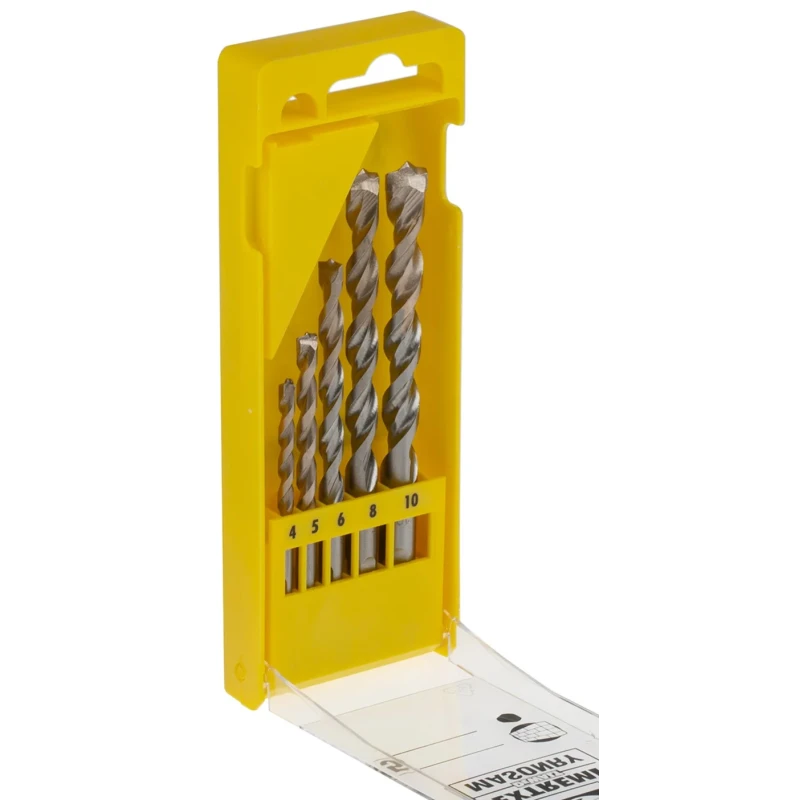 DeWALT 5-Piece Twist Masonry Drill Bit Set with Tungsten Carbide Tipped Bits, Sizes 4 mm to 10 mm DT6956-QZ