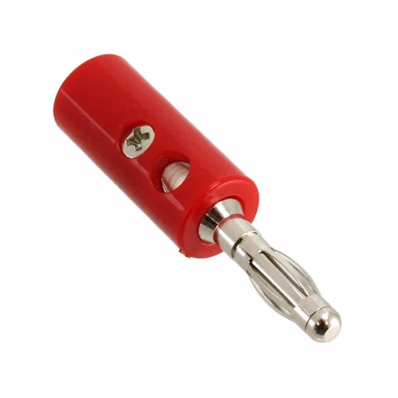 Mueller Electric Red Male Banana Plug, 4 mm Connector, Screw Termination, 15A, Nickel Plating BU-00249-2