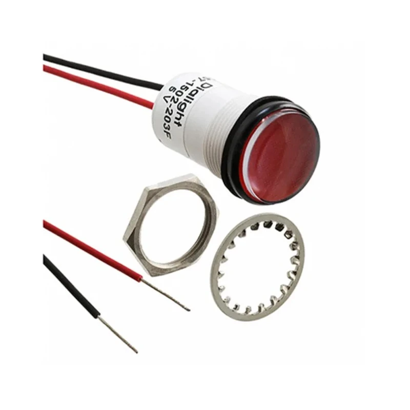 Dialight Red Panel Mount Indicator 5V dc 80mA Lead Wire Termination 557-1502-203F