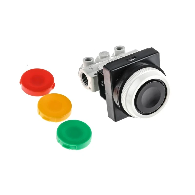 SMC Push Button (Flush) Pneumatic Manual Control Valve VM100 Series, NPT, Rc G 1/8, Zinc Die Cast Alloy, 1 MPa VM130-F01-33A