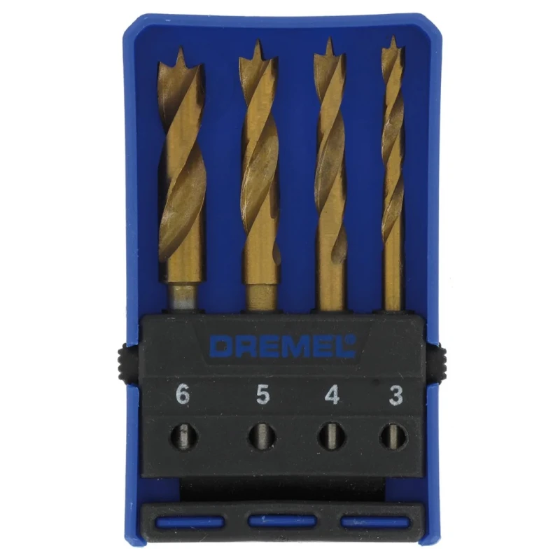 Dremel 4-Piece Titanium Coated Wood Drill Bit Set 3-6mm Shank Diameter 3.2mm for Dremel Tools 26150636JA