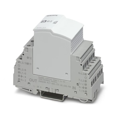 Phoenix Contact 3 Phase Surge Protector 1.5 kV DIN Rail Mount 2905230