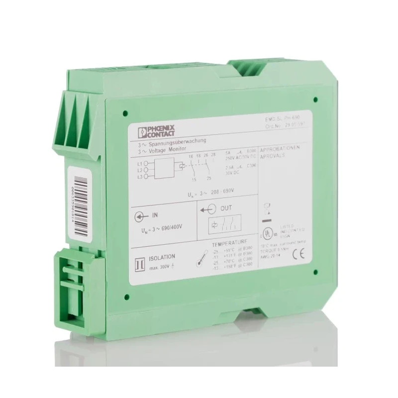 Phoenix Contact 3-Phase DPDT Monitoring Relay, DIN Rail Mount, 174-794 V AC, 30 V DC, Model 2905597