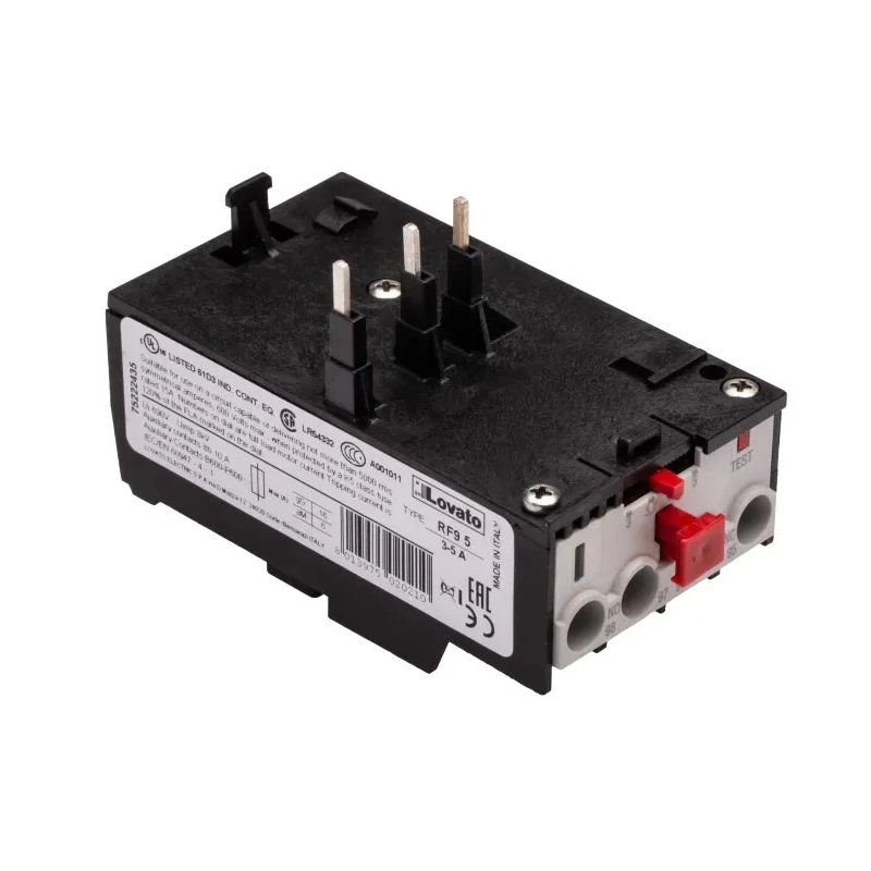 Lovato Electric RF9 Thermal Overload Relay 1 NO/1 NC, 5A Contact Rating, 3.7 kW, 690V AC, Manual Reset 11RF95