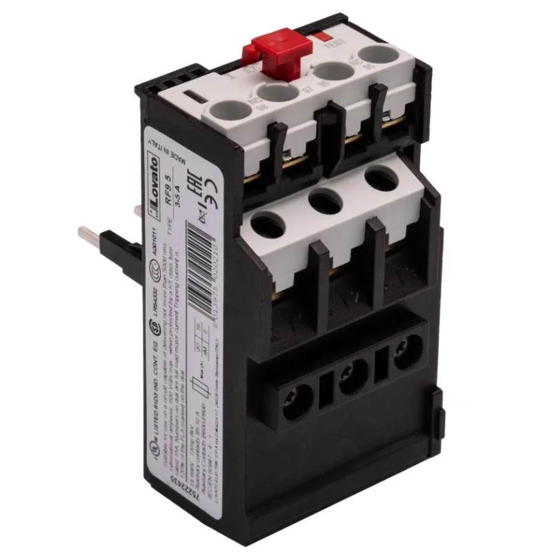 Lovato Electric RF9 Thermal Overload Relay 1 NO/1 NC, 5A Contact Rating, 3.7 kW, 690V AC, Manual Reset 11RF95