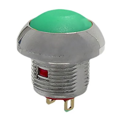 RS PRO Miniature Push Button Switch Momentary Panel Mount 13.6 mm Cutout SPST Green LED IP67 250V 891-9848