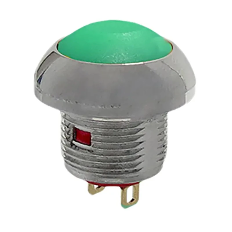RS PRO Miniature Push Button Switch Momentary Panel Mount 13.6 mm Cutout SPST Green LED IP67 250V 891-9848