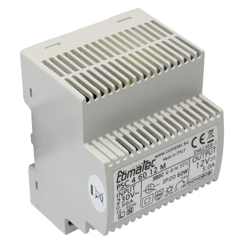Comatec DIN Rail Power Supply 264V AC Input 12V DC, 5A Output, 60W PSC4.60.12M