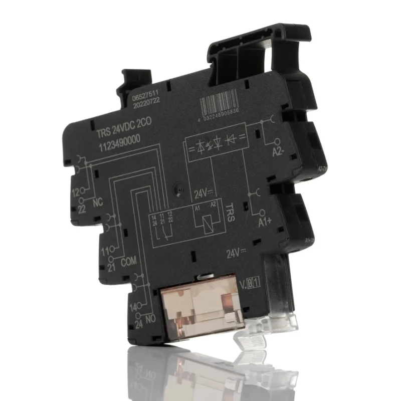 Weidmüller TRS Series Interface Relay DIN Rail Mount 24V Coil DPDT 20mA 1123490000
