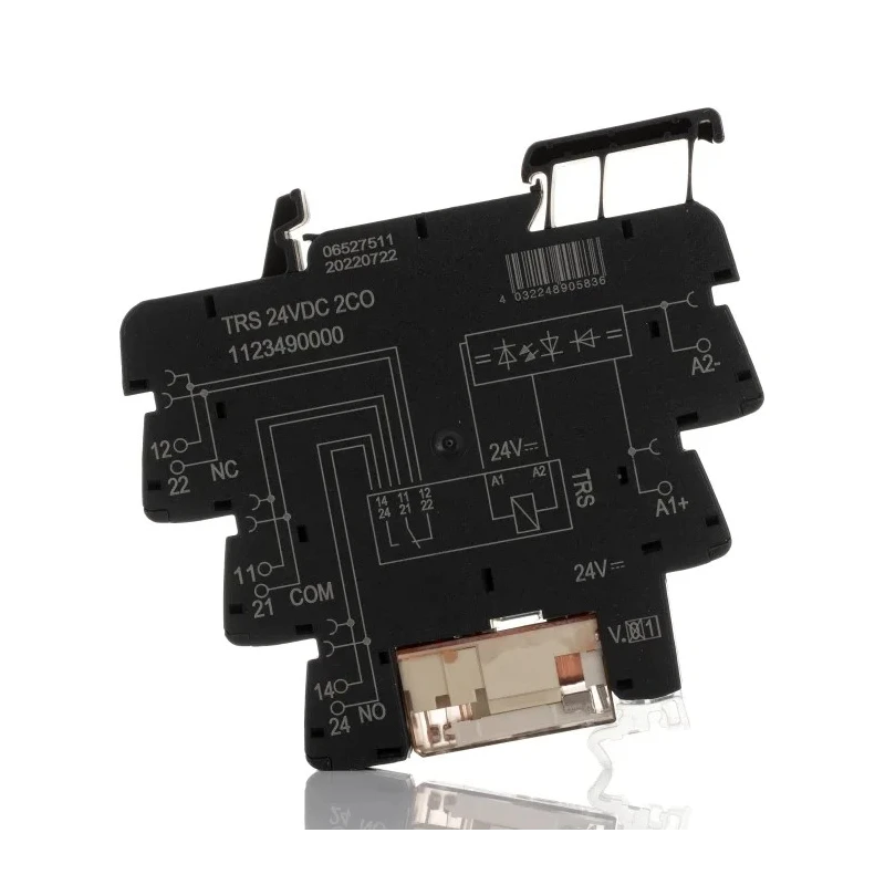 Weidmüller TRS Series Interface Relay DIN Rail Mount 24V Coil DPDT 20mA 1123490000