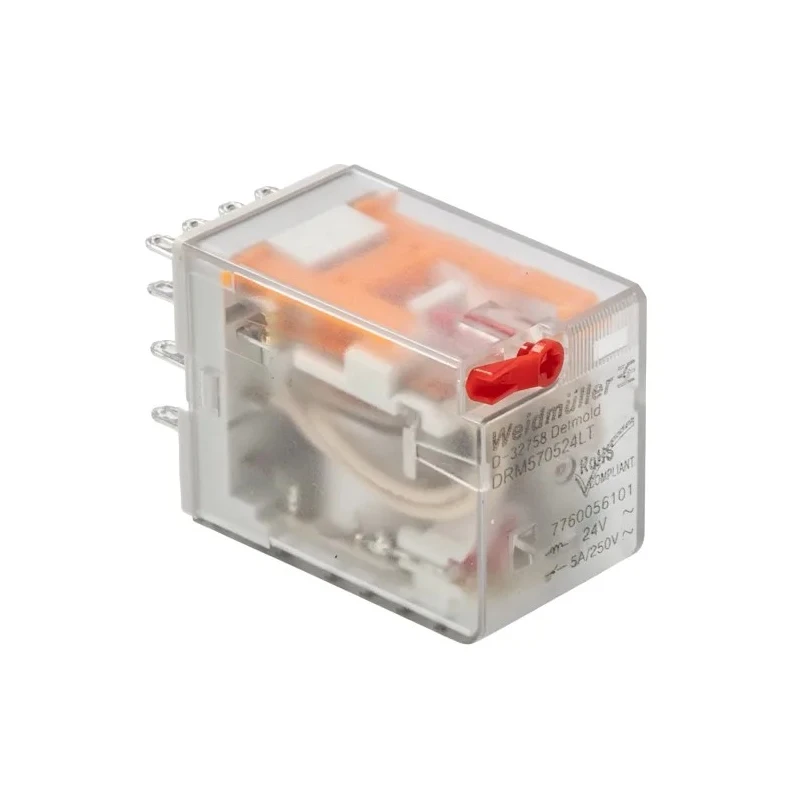 Weidmüller Panel Power Relay 24V AC Coil 5A Switching Current 4PDT DRM Series 7760056101