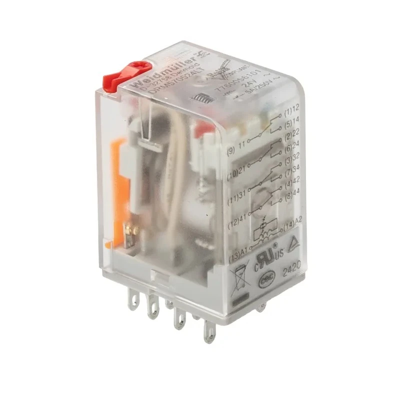 Weidmüller Panel Power Relay 24V AC Coil 5A Switching Current 4PDT DRM Series 7760056101