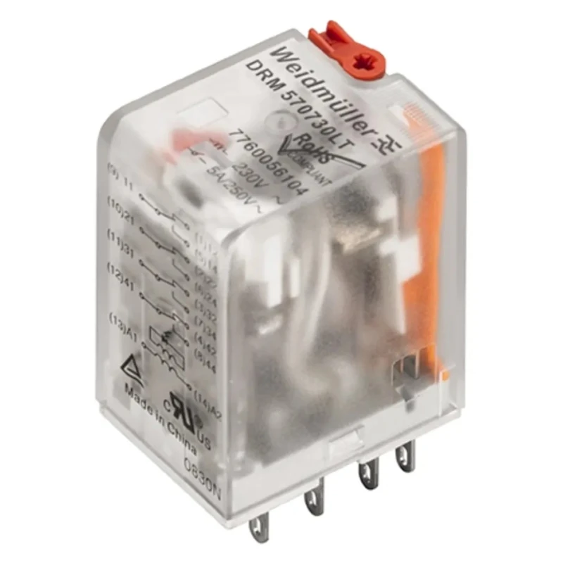 Weidmüller Panel Power Relay 115V AC Coil 5A Switching Current 4PDT DRM Series 7760056103
