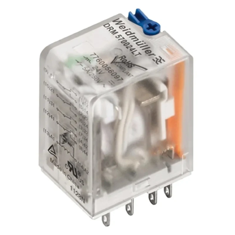 Weidmüller Panel Power Relay 24V AC Coil 5A Switching Current 4PDT DRM Series 7760056083