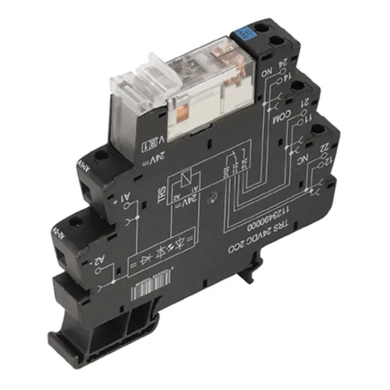 Weidmüller TRS Series Interface Relay DIN Rail Mount 230V AC/DC Coil DPDT 4mA Coil Current Model 1123540000