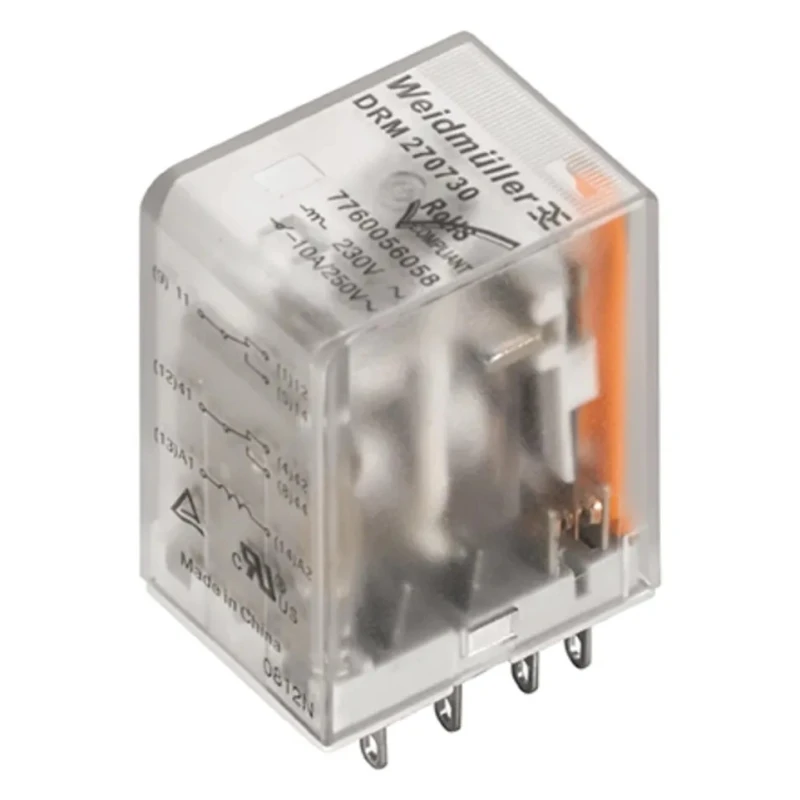 Weidmüller Panel Power Relay 115V ac Coil Voltage 5A Switching Current 4PDT DRM Series 7760056085