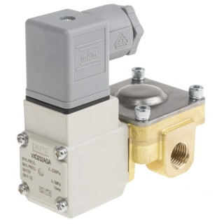 SMC Pneumatic Solenoid Valve, Pilot Operated Diaphragm, Brass Body, G 1/4 Port, 24V DC, 1.5 Mpa Max Pressure, VXD232AGA