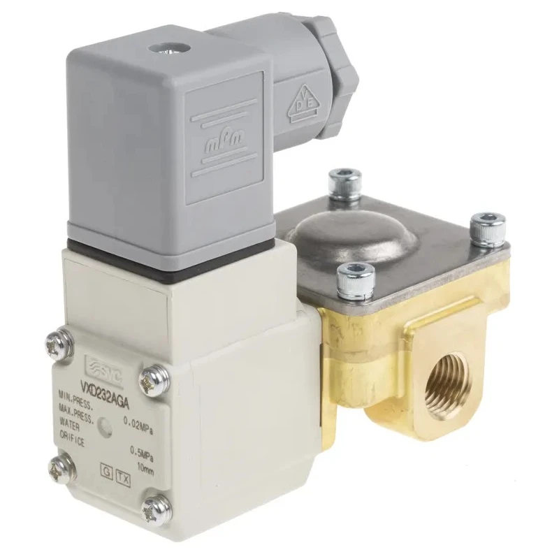 SMC Pneumatic Solenoid Valve, Pilot Operated Diaphragm, Brass Body, G 1/4 Port, 24V DC, 1.5 Mpa Max Pressure, VXD232AGA