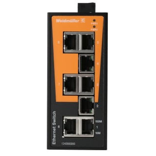 Weidmüller Unmanaged 8 Port Ethernet Switch with 2 SFP Ports, Rack Mount, 50mm x 114mm x 70mm, 9.6-60V DC, Model 1240900000