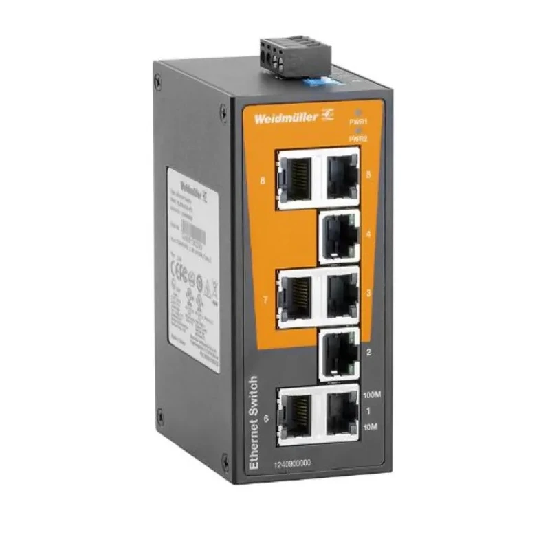 Weidmüller Unmanaged 8 Port Ethernet Switch with 2 SFP Ports, Rack Mount, 50mm x 114mm x 70mm, 9.6-60V DC, Model 1240900000
