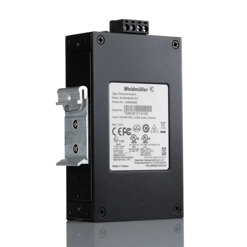 Weidmüller Unmanaged 5 Port Ethernet Switch with 5 RJ45 and 2 SFP Ports IE-SW-BL05-5TX