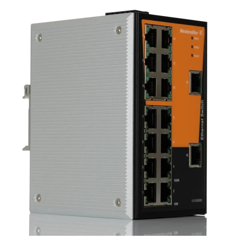 Weidmüller Unmanaged Ethernet Switch 16 RJ45 Ports 2 SFP Ports Rack Mount 135x80.5x105mm 1241000000