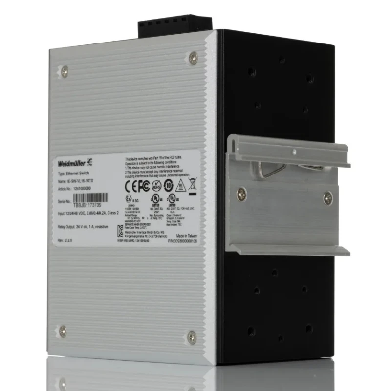 Weidmüller Unmanaged Ethernet Switch 16 RJ45 Ports 2 SFP Ports Rack Mount 135x80.5x105mm 1241000000