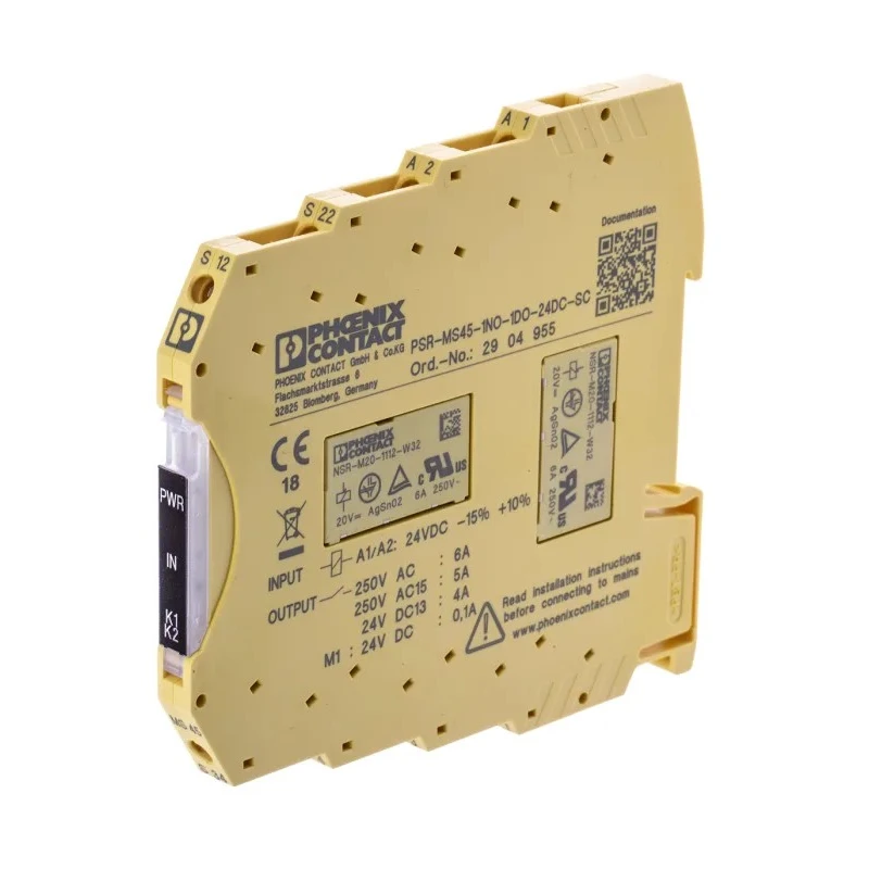 Phoenix Contact 24V DC Safety Relay Dual Channel Manual Reset, 1 Safety Contact, 1 Auxiliary Contact PSR-MS45-1NO-1DO-24DC-SC