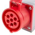 Scame Optima Red Wall Mount Industrial Power Connector 16A 415V IP44 6P+PE Angled Socket IP44 