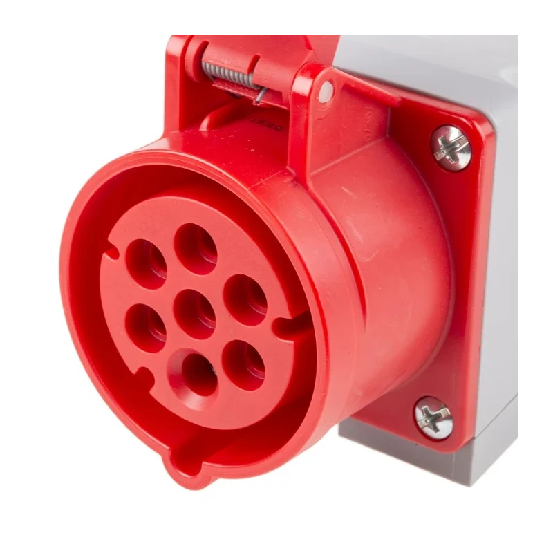 Scame Optima Red Wall Mount Industrial Power Connector 16A 415V IP44 6P+PE Angled Socket IP44 