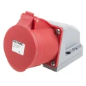 Scame Industrial Power Connector 32A 415V IP44 Red Wall Mount 6P+PE Screw Terminal Optima IP44