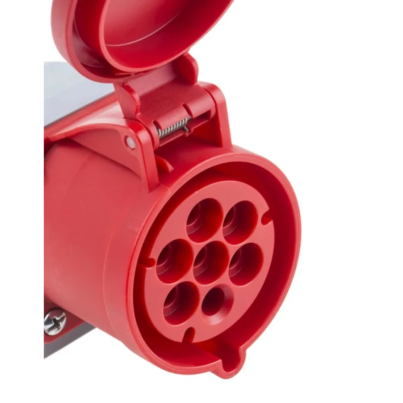 Scame Industrial Power Connector 32A 415V IP44 Red Wall Mount 6P+PE Screw Terminal Optima IP44